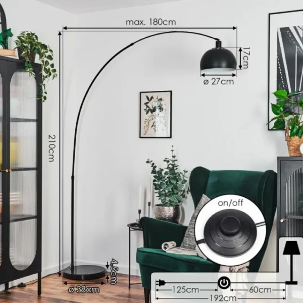 hofstein Baloca Lampadaire Noir, 1 lumière* Lampes Modernes