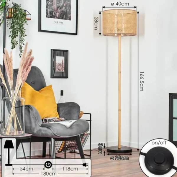 hofstein Barcos Lampadaire Écru, Noir, 1 lumière* Lampes Modernes