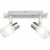 Luminaires Brilliant Barre de spots Brilliant Leuchten Lea Chrome, Blanc, 2 lumières* Lampes En Verre