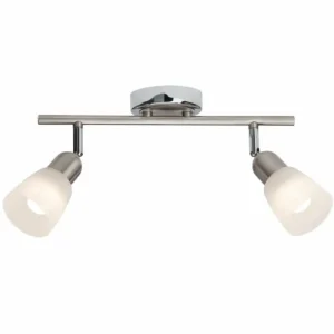 Luminaires Brilliant Barre de spots Brilliant Bethany LED Chrome, 2 lumières* Lampes En Verre