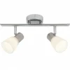 Luminaires Brilliant Barre de spots Brilliant Leuchten Janna Chrome, Blanc, 2 lumières* Lampes En Verre