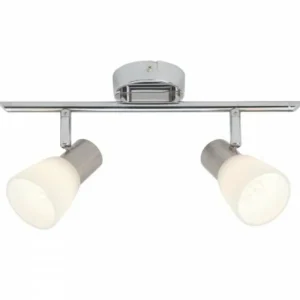 Luminaires Brilliant Barre de spots Brilliant Leuchten Janna Chrome, Blanc, 2 lumières* Lampes En Verre