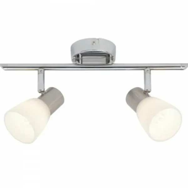 Luminaires Brilliant Barre de spots Brilliant Leuchten Janna Chrome, Blanc, 2 lumières* Lampes En Verre