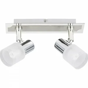 Luminaires Brilliant Barre de spots Brilliant Leuchten Lea Chrome, Blanc, 2 lumières* Lampes En Verre