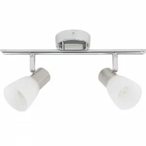 Luminaires Brilliant Barre de spots Brilliant Leuchten Janna Chrome, Blanc, 2 lumières* Lampes En Verre