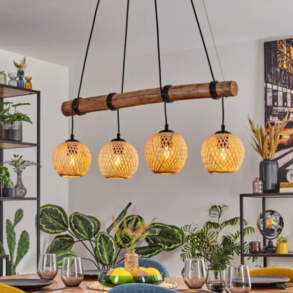 hofstein Basto Suspension, Boule lumineuse, Suspension Écru, Noir, 4 lumières* Lampes Modernes