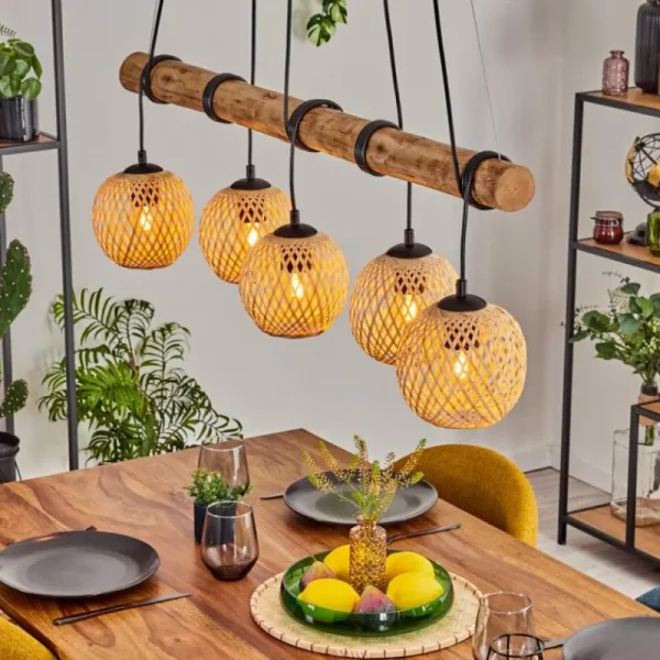 hofstein Basto Suspension, Suspension Écru, Noir, 5 lumières* Lampes Modernes