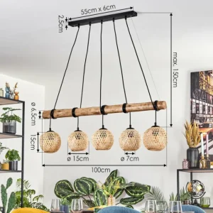 hofstein Basto Suspension, Suspension Écru, Noir, 5 lumières* Lampes Modernes