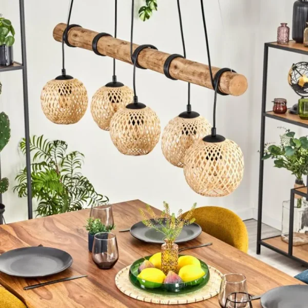hofstein Basto Suspension, Suspension Écru, Noir, 5 lumières* Lampes Modernes