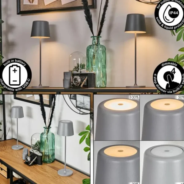 hofstein Belece Lampe de table d'extérieur, Lampe à poser LED Gris, 1 lumière* Lampes Modernes