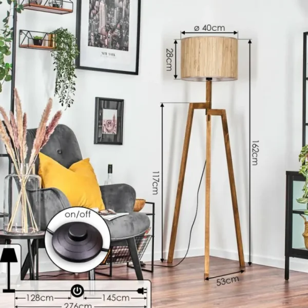 hofstein Bongal Lampadaire, Liseuse Écru, 1 lumière* Lampes Modernes
