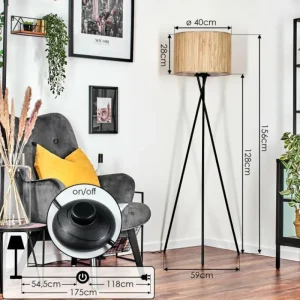 hofstein Bongal Lampadaire Noir, 1 lumière* Lampes Modernes