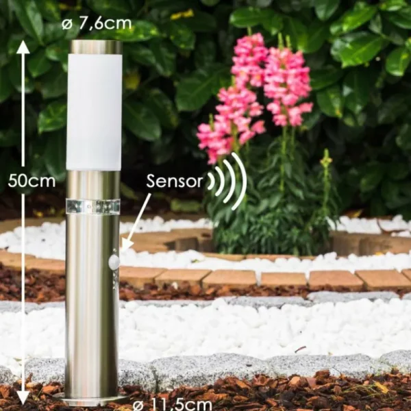 hofstein Borne d'éclairage Avize Acier inoxydable, 1 lumière, Détecteur de mouvement* Lampes Modernes