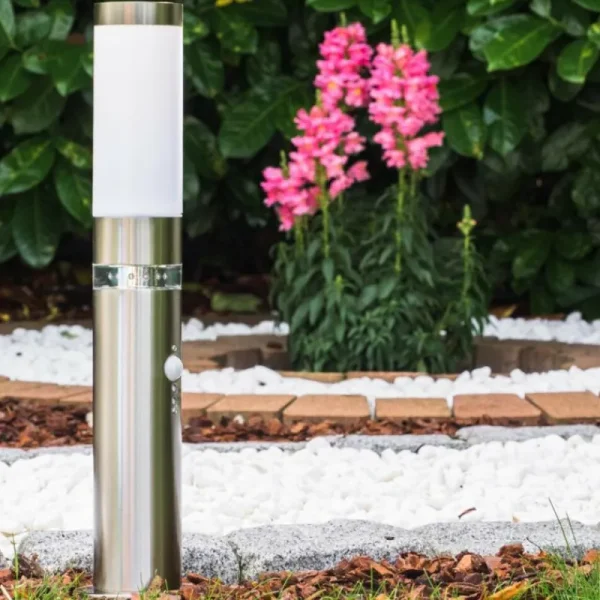 hofstein Borne d'éclairage Avize Acier inoxydable, 1 lumière, Détecteur de mouvement* Lampes Modernes