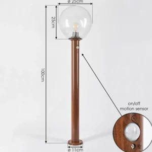 hofstein Borne lumineuse Bubodefo Brun, Couleur bois, 1 lumière, Détecteur de mouvement* Lampes Modernes