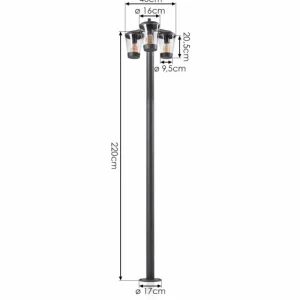 hofstein Borne lumineuse Eloida Anthracite, 3 lumières* Lampes Modernes