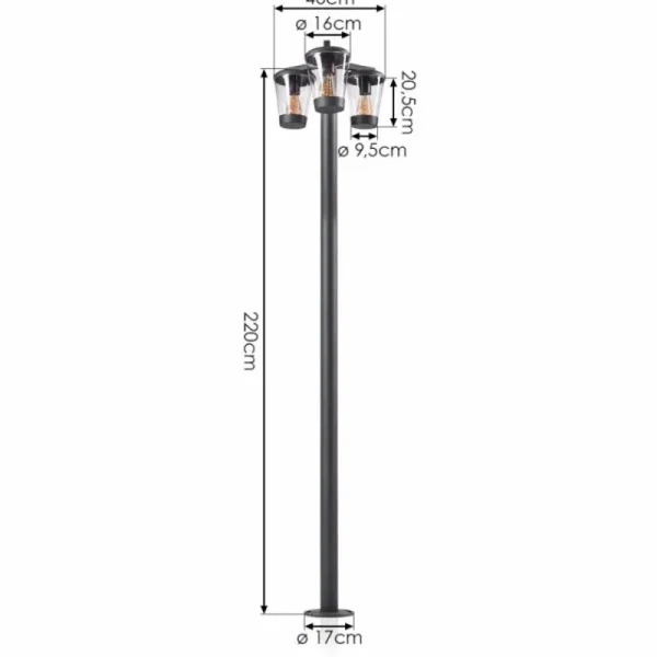 hofstein Borne lumineuse Eloida Anthracite, 3 lumières* Lampes Modernes
