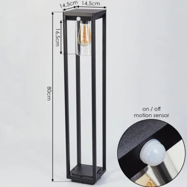 hofstein Borne lumineuse Baoshan Noir, 1 lumière, Détecteur de mouvement* Lampes Modernes