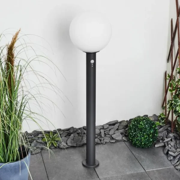 hofstein Borne lumineuse Bubodefo Anthracite, 1 lumière, Détecteur de mouvement* Lampes Modernes