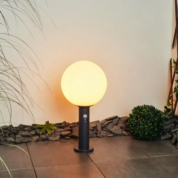 hofstein Borne lumineuse Bubodefo Anthracite, 1 lumière, Détecteur de mouvement* Lampes Modernes
