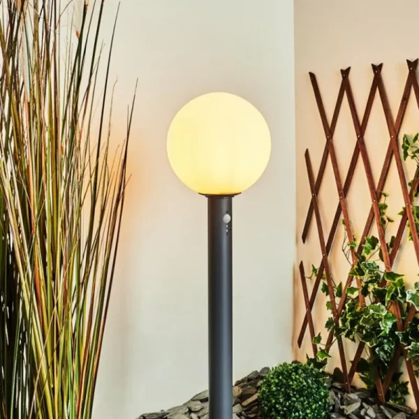hofstein Borne lumineuse Bubodefo Anthracite, 1 lumière, Détecteur de mouvement* Lampes Modernes