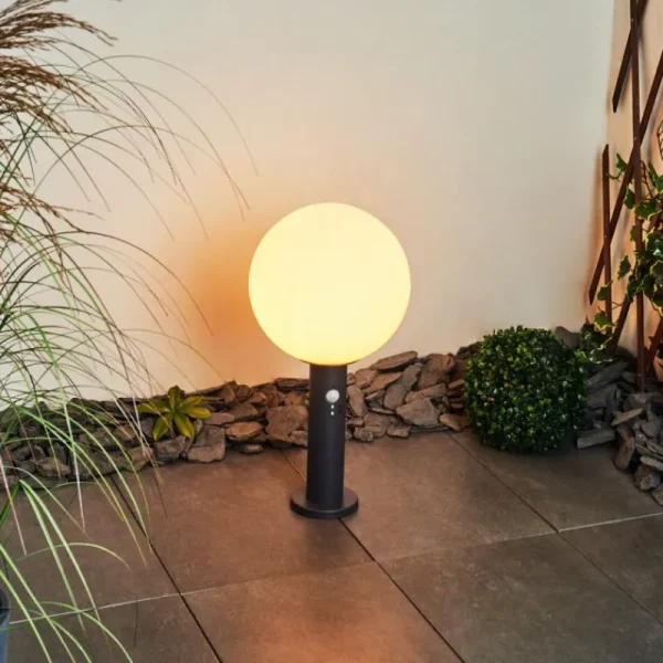 hofstein Borne lumineuse Bubodefo Anthracite, 1 lumière, Détecteur de mouvement* Lampes Modernes