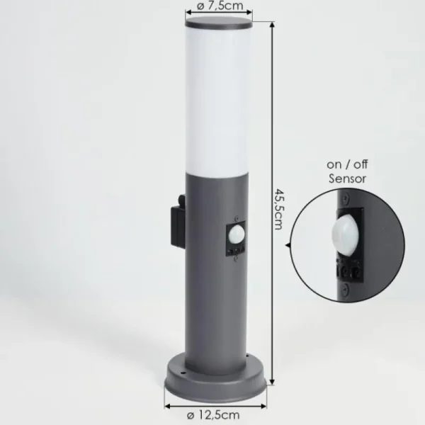 hofstein Borne lumineuse Caserta Anthracite, 1 lumière, Détecteur de mouvement* Lampes Modernes