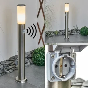 hofstein Borne lumineuse Caserta Nickel mat, 1 lumière, Détecteur de mouvement* Lampes Modernes