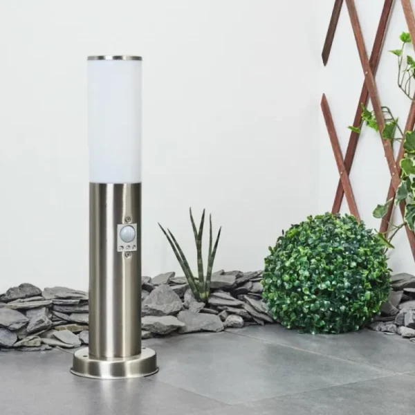 hofstein Borne lumineuse Caserta Nickel mat, Blanc, 1 lumière, Détecteur de mouvement* Lampes Modernes