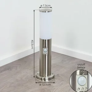 hofstein Borne lumineuse Caserta Nickel mat, Blanc, 1 lumière, Détecteur de mouvement* Lampes Modernes