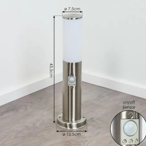 hofstein Borne lumineuse Caserta Nickel mat, Blanc, 1 lumière, Détecteur de mouvement* Lampes Modernes