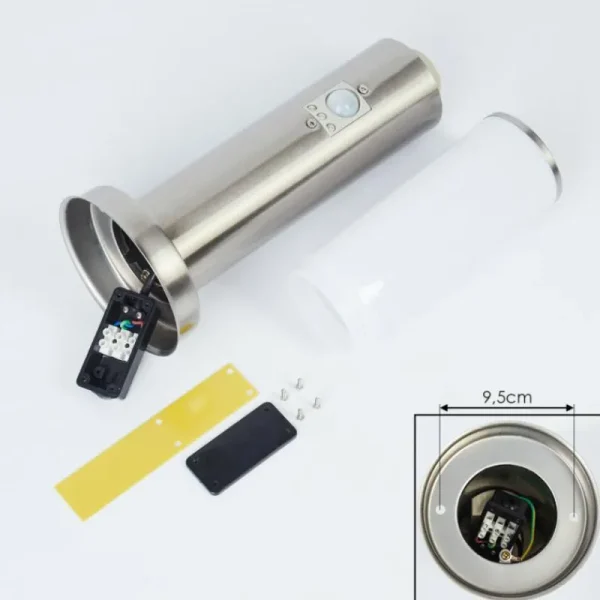 hofstein Borne lumineuse Caserta Nickel mat, Blanc, 1 lumière, Détecteur de mouvement* Lampes Modernes