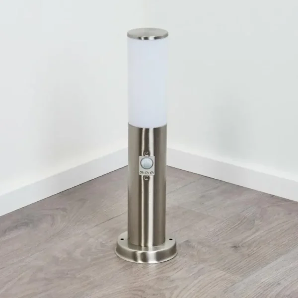 hofstein Borne lumineuse Caserta Nickel mat, Blanc, 1 lumière, Détecteur de mouvement* Lampes Modernes