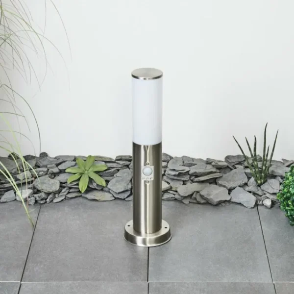 hofstein Borne lumineuse Caserta Nickel mat, 1 lumière, Détecteur de mouvement* Lampes Modernes