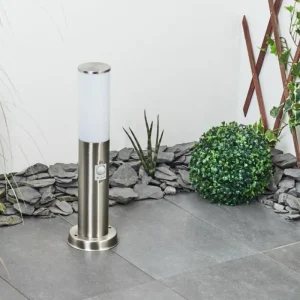 hofstein Borne lumineuse Caserta Nickel mat, Blanc, 1 lumière, Détecteur de mouvement* Lampes Modernes