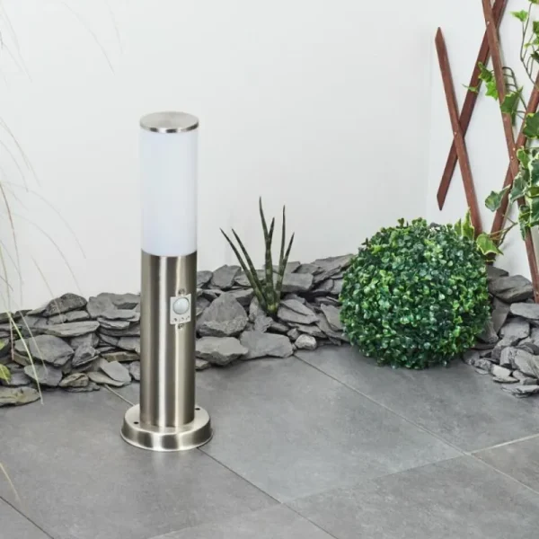 hofstein Borne lumineuse Caserta Nickel mat, Blanc, 1 lumière, Détecteur de mouvement* Lampes Modernes