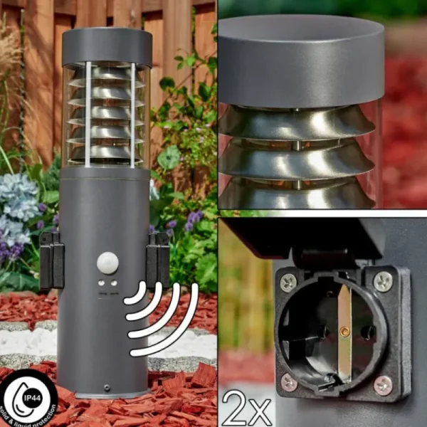 hofstein Borne lumineuse Dakar Anthracite, 1 lumière, Détecteur de mouvement* Lampes Modernes