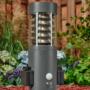 hofstein Borne lumineuse Dakar Anthracite, 1 lumière, Détecteur de mouvement* Lampes Modernes