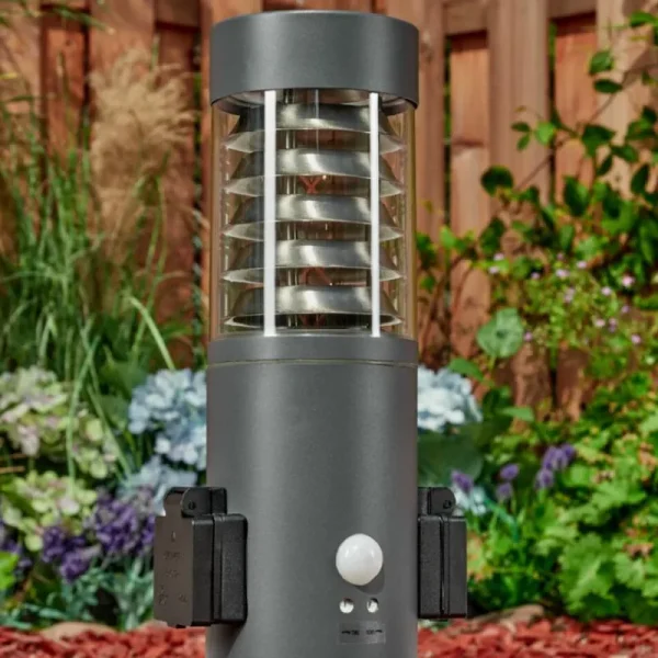 hofstein Borne lumineuse Dakar Anthracite, 1 lumière, Détecteur de mouvement* Lampes Modernes