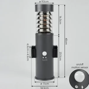 hofstein Borne lumineuse Dakar Anthracite, 1 lumière, Détecteur de mouvement* Lampes Modernes