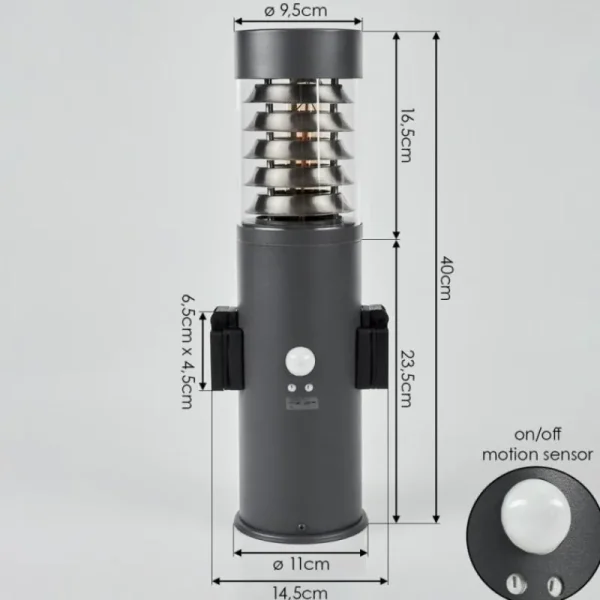 hofstein Borne lumineuse Dakar Anthracite, 1 lumière, Détecteur de mouvement* Lampes Modernes