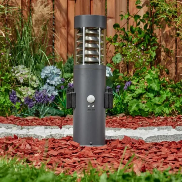 hofstein Borne lumineuse Dakar Anthracite, 1 lumière, Détecteur de mouvement* Lampes Modernes