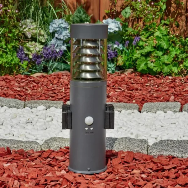 hofstein Borne lumineuse Dakar Anthracite, 1 lumière, Détecteur de mouvement* Lampes Modernes