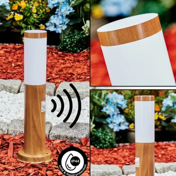 hofstein Borne lumineuse Gaborone Brun, Couleur bois, 1 lumière, Détecteur de mouvement* Lampes Modernes