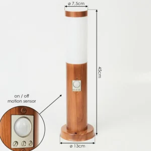 hofstein Borne lumineuse Gaborone Brun, Couleur bois, 1 lumière, Détecteur de mouvement* Lampes Modernes