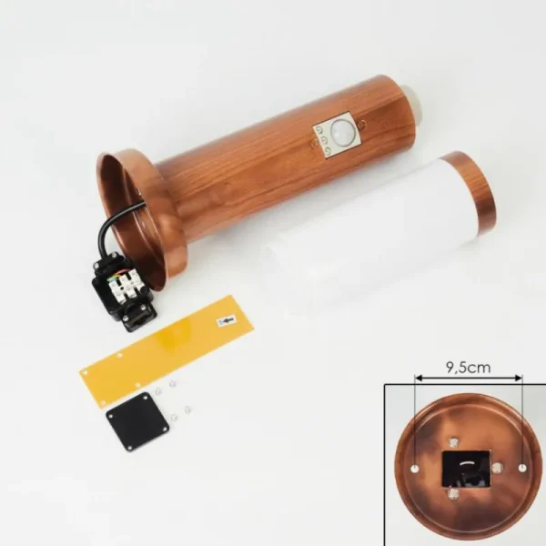 hofstein Borne lumineuse Gaborone Brun, Couleur bois, 1 lumière, Détecteur de mouvement* Lampes Modernes
