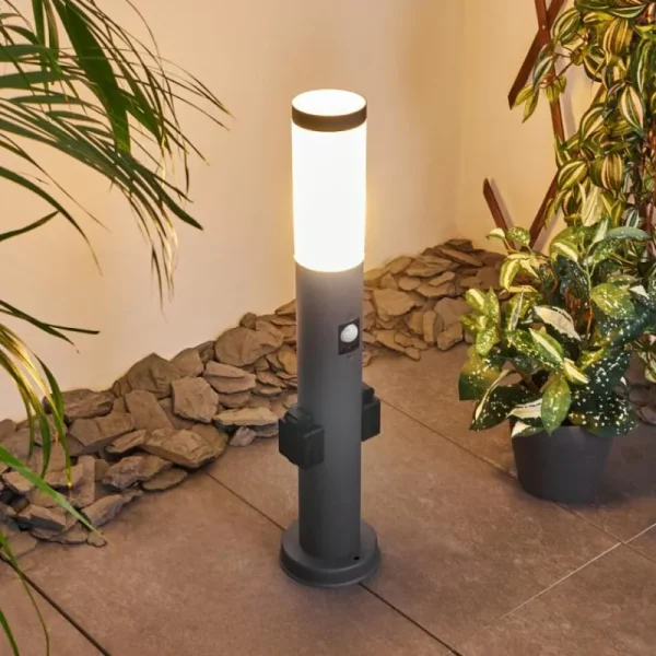 hofstein Borne lumineuse Gaborone Anthracite, 1 lumière, Détecteur de mouvement* Lampes Modernes