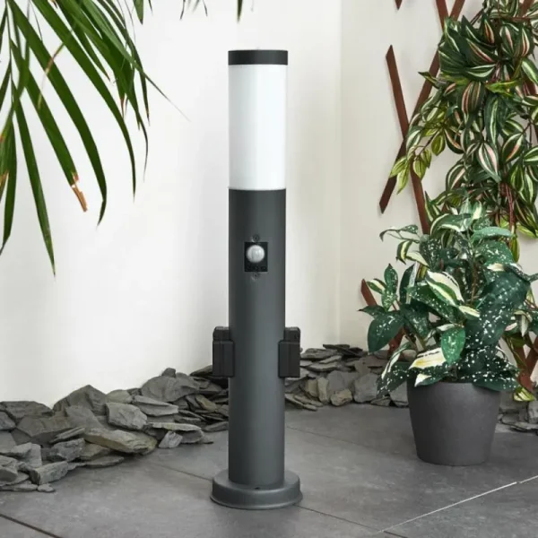 hofstein Borne lumineuse Gaborone Anthracite, 1 lumière, Détecteur de mouvement* Lampes Modernes