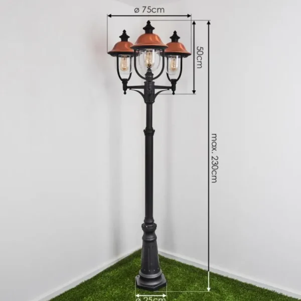 hofstein Borne lumineuse Gascon Noir, 3 lumières* Lampes Modernes