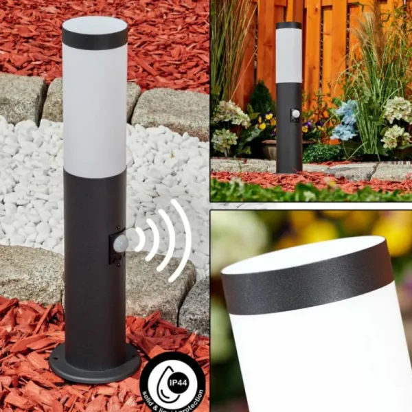 hofstein Borne lumineuse Ruti Noir, 1 lumière, Détecteur de mouvement* Lampes Modernes